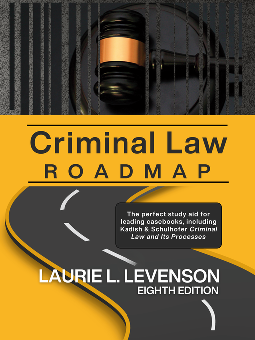 Laurie L Levenson Criminal Law Roadmap 8th Ed. 2024 ISBN: 978-1-959918-21-9. Levenson’s RoadMap for Criminal Law: is the newest, most up-to-date outline available. Is based upon the insights and teaching methods of Professor Laurie Levenson Illuminates areas of subtlety and ambiguity in criminal law.  Offers the most complete set of study tools available to help you reinforce your learning and prepare for exams. Includes analyses that help you to apply and understand criminal law.