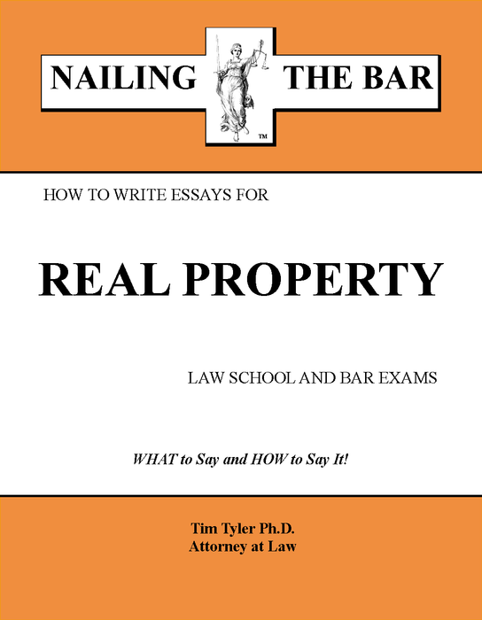 This volume gives PRACTICAL step-by-step instruction on how to write essay answers for REAL PROPERTY exams throughout the United States and as tested on the Multi-State Bar Exam (MBE). The most commonly tested issues are listed along with what to say and how to say it on exams with concise rules and definitions, 5 practice exam questions and sample answers.