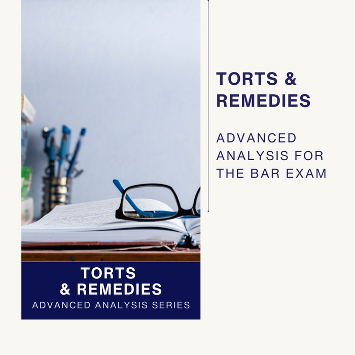 Fleming's Advanced Analysis distills each bar exam subject into one-hour video presentations with subject area checklists and exam approaches. Intentional Torts, Defenses, Negligence-Causation Emphasis, Damages, Defenses Survival Statutes, Wrongful Death, Strict Liability, Vicarious Liability, Products Liability, Nuisance, Misrepresentation, Business Torts, Defamation, Invasion of Privacy. Tort Remedies: Damages, Restitution, Injunction