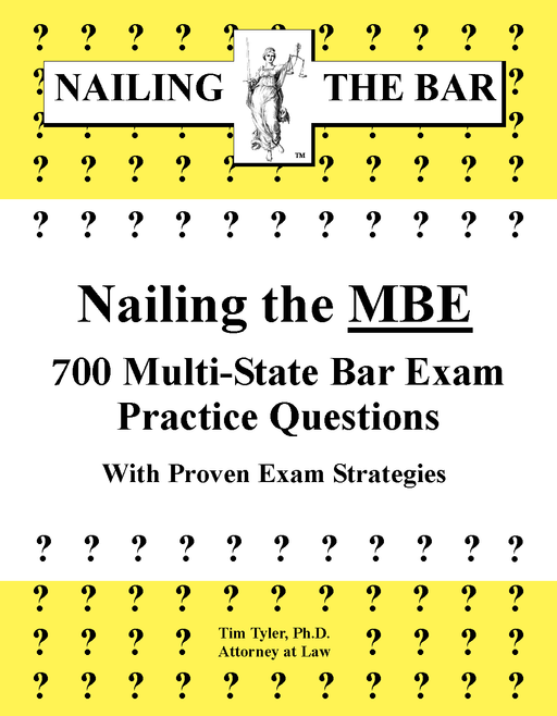 This book provides 600 multiple-choice questions on CONTRACTS, UCC (sales), TORTS, CRIMES, CRIMINAL PROCEDURE, CONSTITUTIONAL LAW, EVIDENCE, REAL PROPERTY and REMEDIES, divided into 6 practice exams, to prepare law students for the Multi-State Bar Exam. 